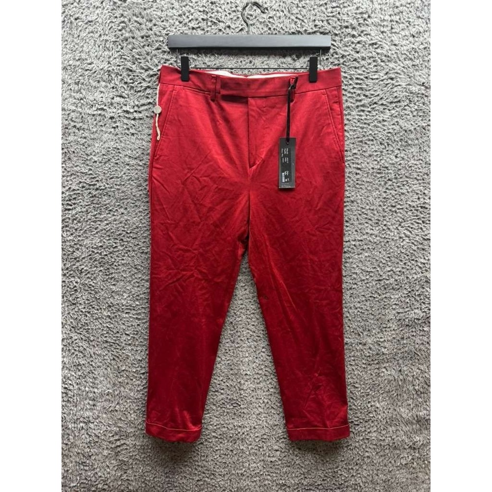 NWD Brian Dales Slim Fit Cotton Twill Cropped Casual Trousers Red Womens Size 46